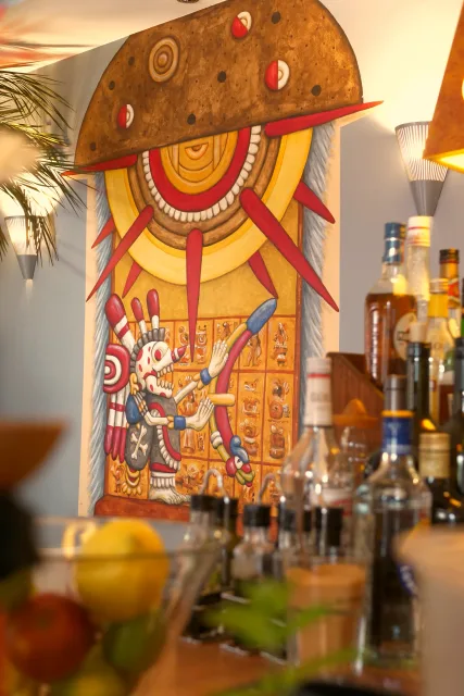 Aztekisches Wandbild im Gastraum