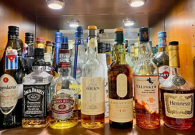 Das Barregal mit Whisky, Rum und Cognac